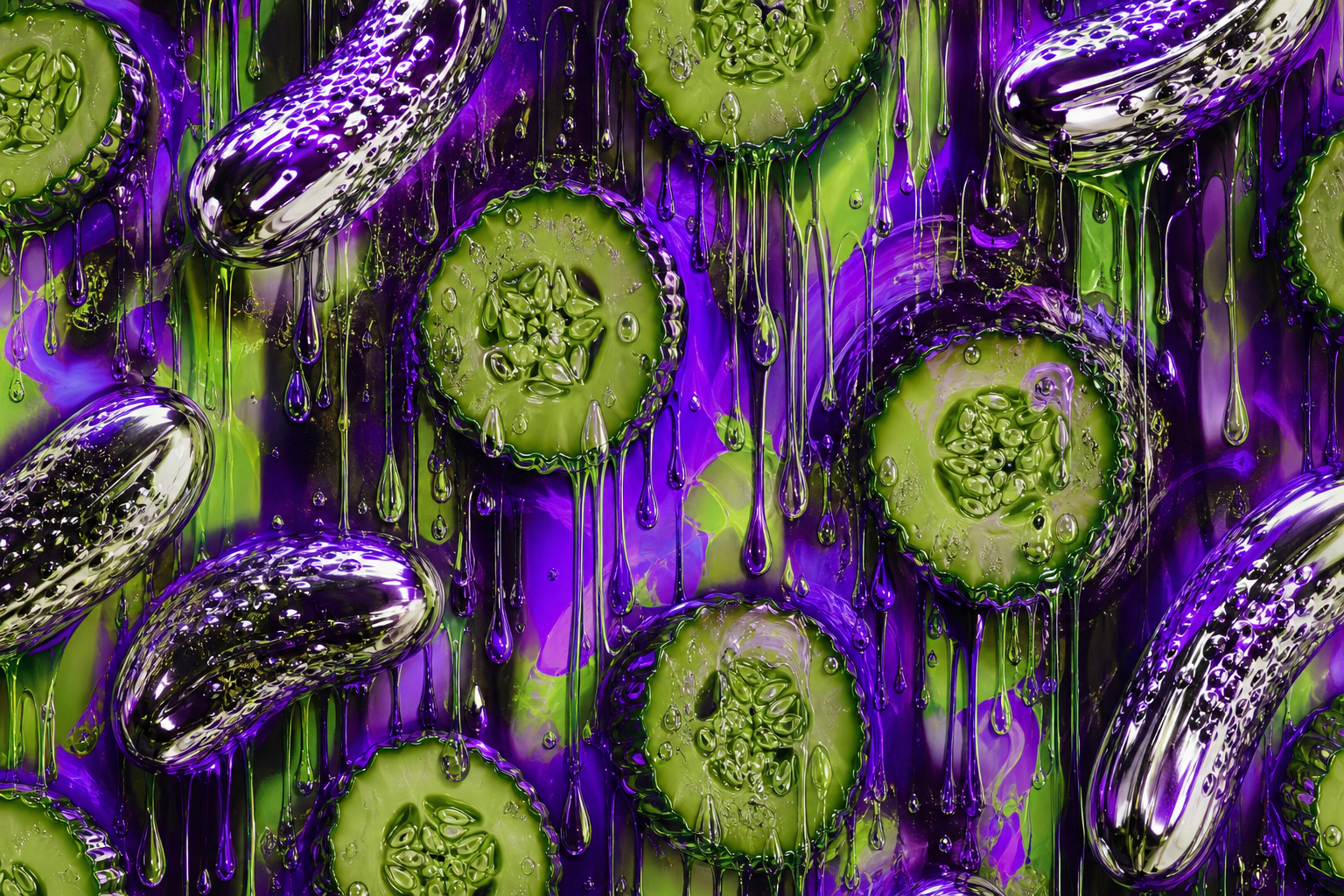 Bold pickle-themed abstract fashion backdrop pattern